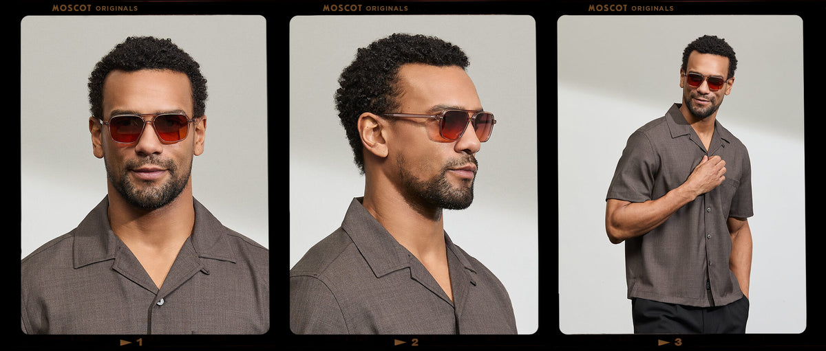 Model is wearing The MINYAN SUN in size 54 in Vintage Rose with Cabernet Tinted Lenses