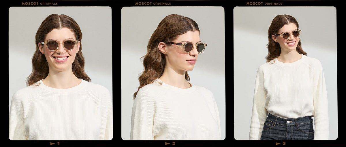Model is wearing The BAITSIM SUN in size 48 in Flesh/Havana with G-15 Tinted Lenses
