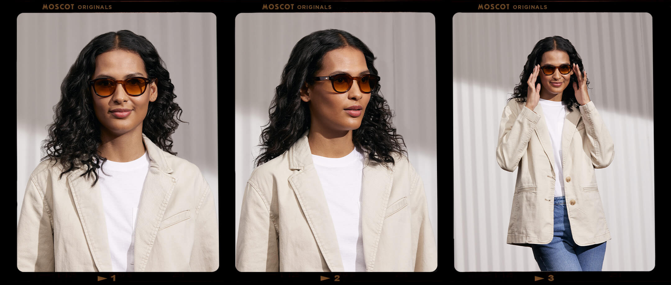 Model is wearing The LEMTOSH in Tobacco in size 46 with Chestnut Fade Tinted Lenses