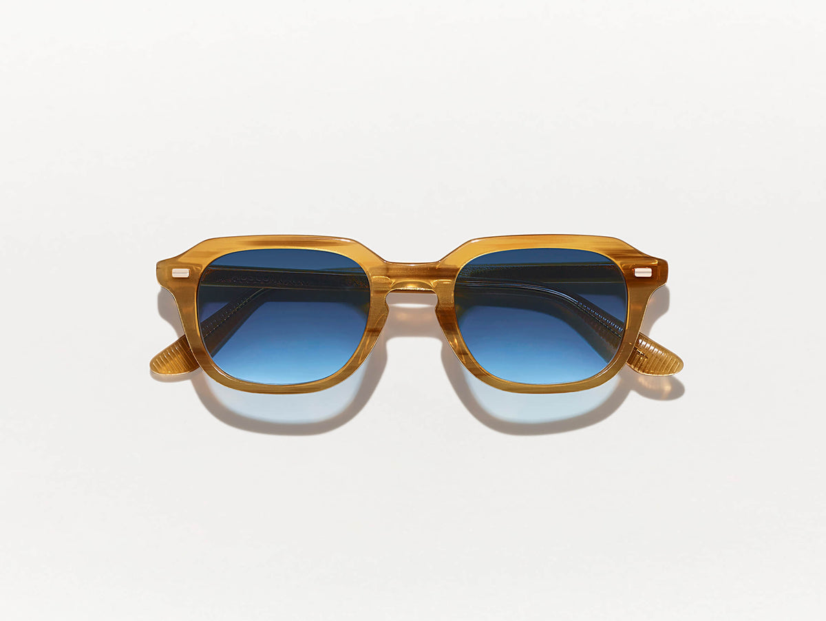 #color_blonde | The GATKES SUN in Blonde with Denim Blue Tinted Lenses