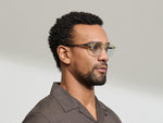 Model is wearing The MILTZEN in Citron/Tortoise in size 46 with BLUE+ Lenses